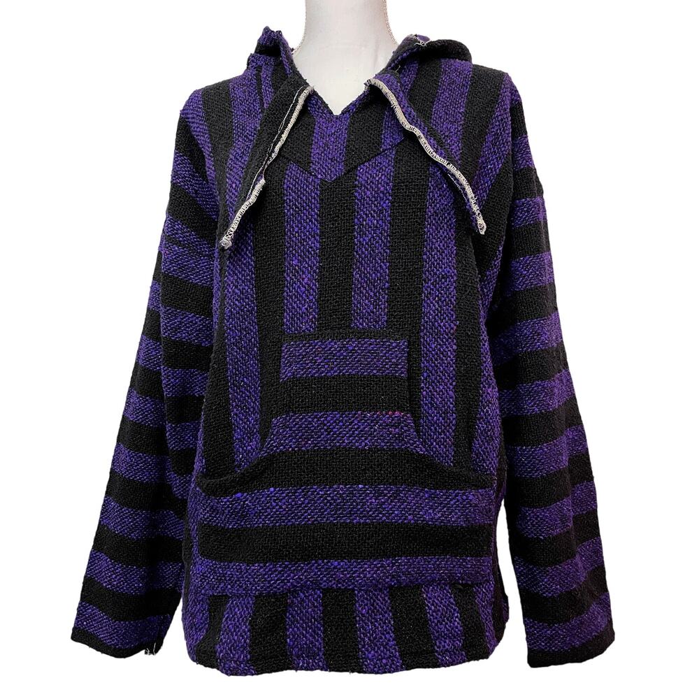 San Jose Baja Hoodie Striped Pullover Mexican Blanket Streetwear L